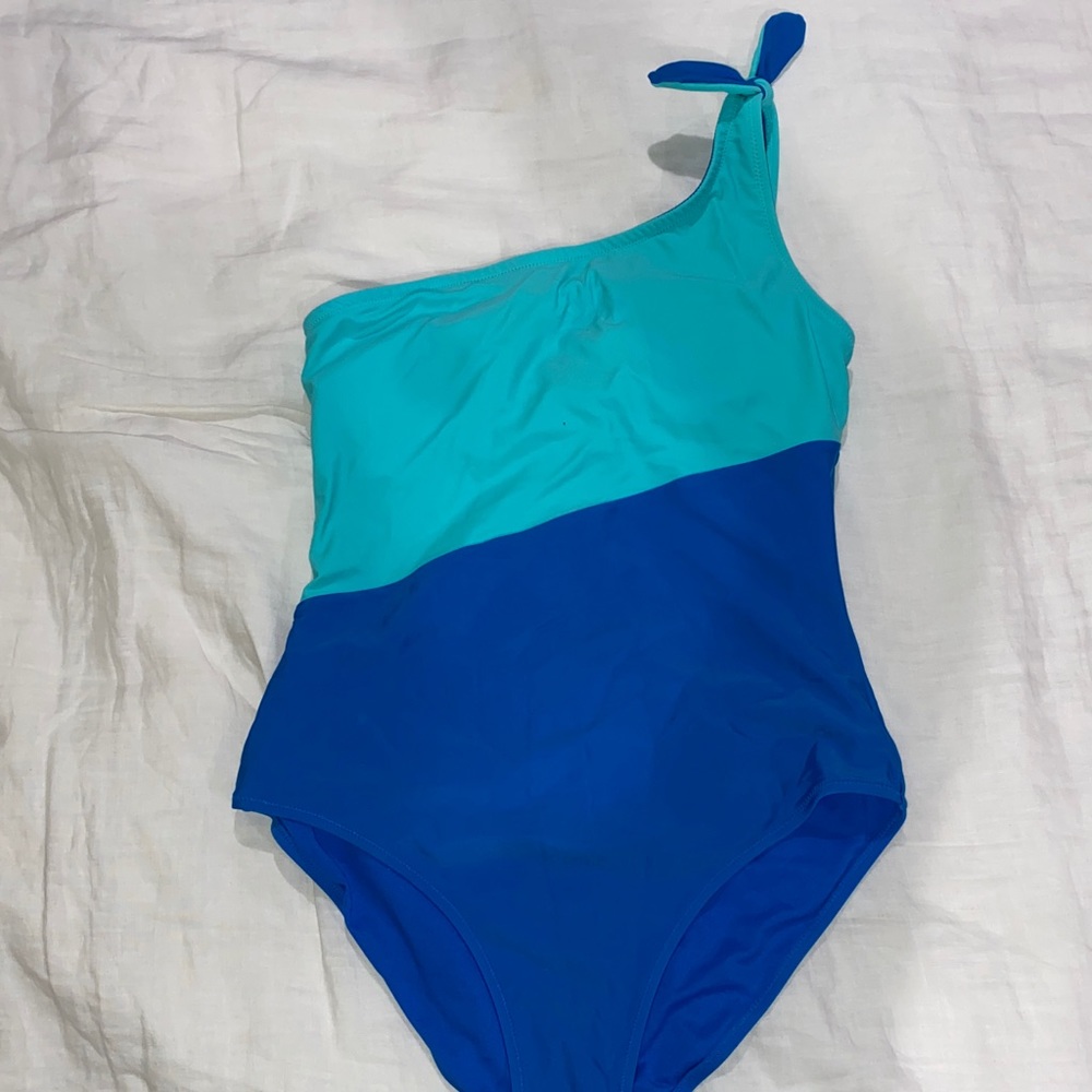 Off the shoulder seafoam green swimsuit